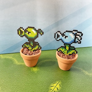 Peashooter Pixel Art Figurine in Pot, Plants Vs Zombies, Hama ...