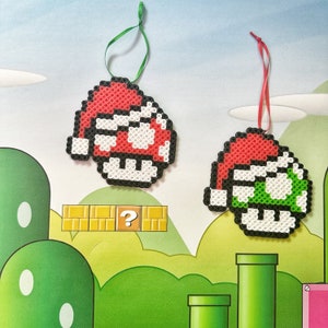 Large Super Mario Bros Santa Hat Christmas Ornament, Fun Holiday Decor for kids, Unique Xmas Gift, Video Game Enthusiasts, Party Favor Bags