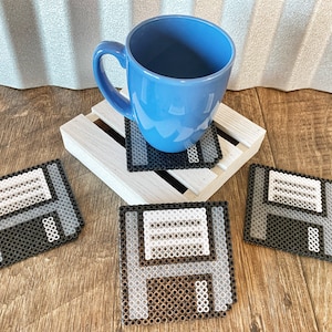 Retro Floppy Disk Coaster | Pixel Art | Perler Beads Coaster | 8 bit Home Decor | Retro Coaster | Geek gift |Ooffice Desk Coaster | 80s Gift
