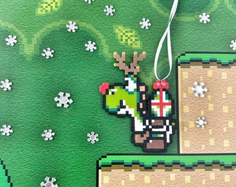 Reindeer Yoshi Super Mario Console Game Christmas Tree Ornament | Video Game Gift for Tech Teens | Super Mario Classic Nintendo Boys Room