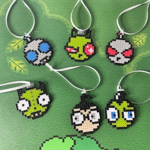 Invader Zim Cartoon Christmas Tree Decorations | Invader Zim Party Favor | 90s Cartoon Characters, GIR, Invader Zim Keychain backpack pull