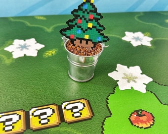 Retro Super Mario Xmas Tree Mushroom Plant | Mario Plant | Video game decor  | Gamer Decor | Mario Flower Plant | Super Mario Decor