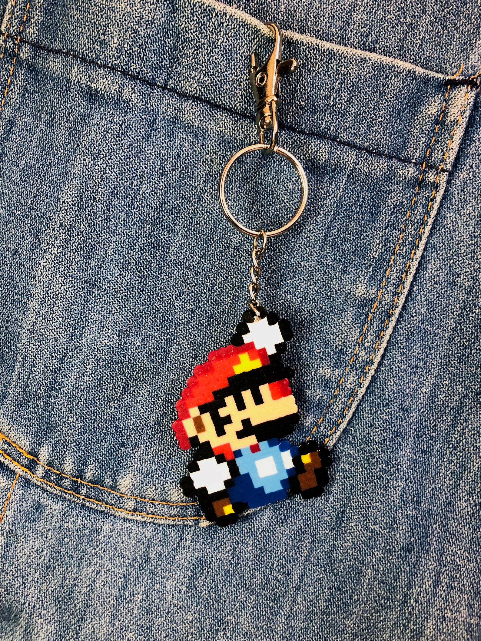 Super Mario Keychain Video Game Decor Retro Gaming Art Etsy