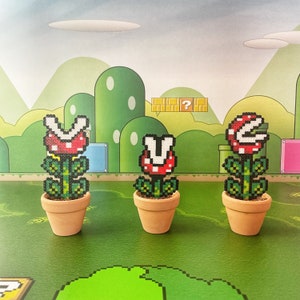 Classic Piranha Mario Plants | Video game decor | Desk Plant | Game Room Decor | Super Mario Plants | Pixel Piranha Plant | Mario Flower