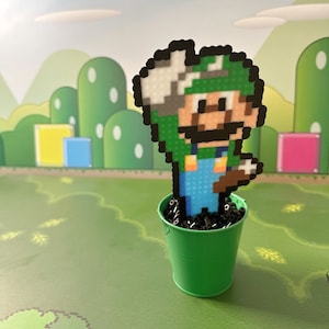 Large Luigi Warp Tube Plant | Video game decor | Desk Plant | Game Room Decor | Boys Birthday Gift | Pixel Plant | Mario Butt Plumber Gift