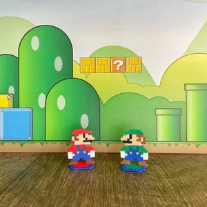 Super Mario Bros Figurines with Affixed Stand | Video Game Arcade Decor | Retro Gaming Art | Nintendo Mario Decor | Super Mario Party Favors