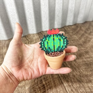 Pixel Cactus Potted Plant | Funny Home Office Decor | Potted Faux Cacti Plant | Gift for plant lover, spring garden gift, mothers who garden