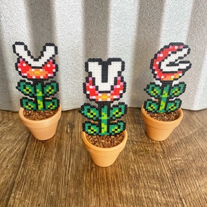 Potted Piranha Mario Plants Video game decor Desk Plant Game Room Decor Super Mario Plants Pixel Piranha Plant Mario Flower All 3 Plants