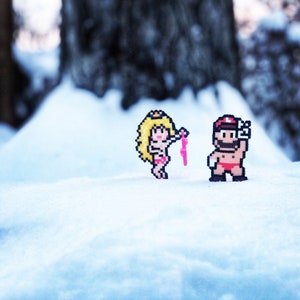 Naughty Beach Super Mario Bros & Princess Peach | Video Game Decor | Retro Gaming Arcade Room | Super Mario World Party Decor Mens Gag Gift