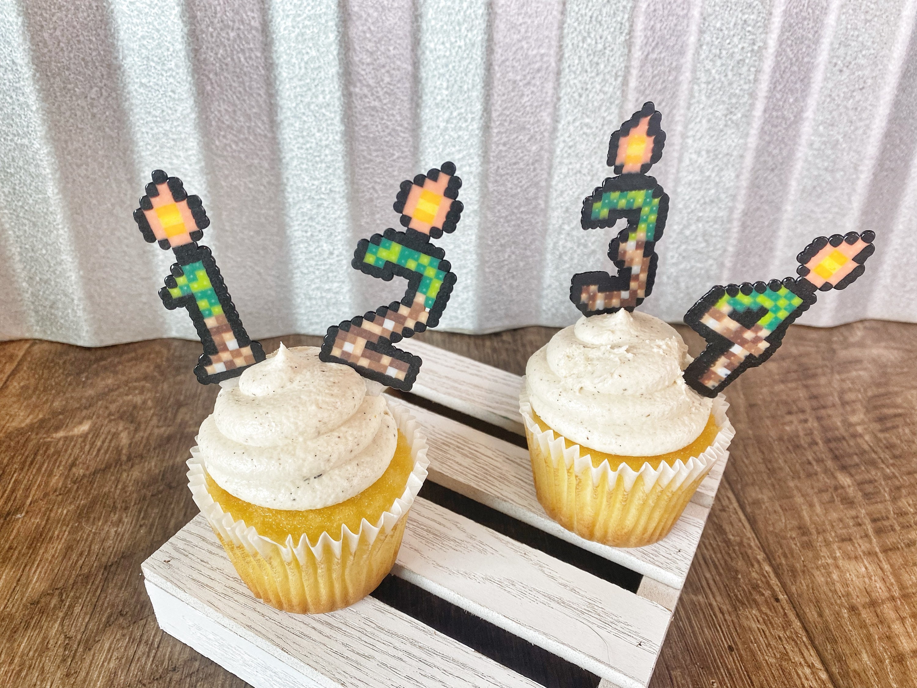 Minecraft Game Pixel Cupcake Toppers