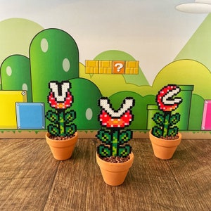 Potted Piranha Mario Plants Video game decor Desk Plant Game Room Decor Super Mario Plants Pixel Piranha Plant Mario Flower image 1