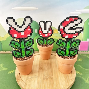 Large Classic Piranha Super Mario Potted Plant | Video game decor | Game Room Decor | Super Mario Wedding Decor | Pixel Piranha Plant in Pot