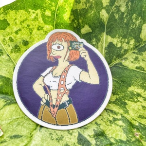 Leeloo Multipass Fifth 5th Element Futurama Mashup Sticker | 90s Movie Mashup Sticker | Futurama Cartoon Decal  | Adult Swim Fan Art Sticker