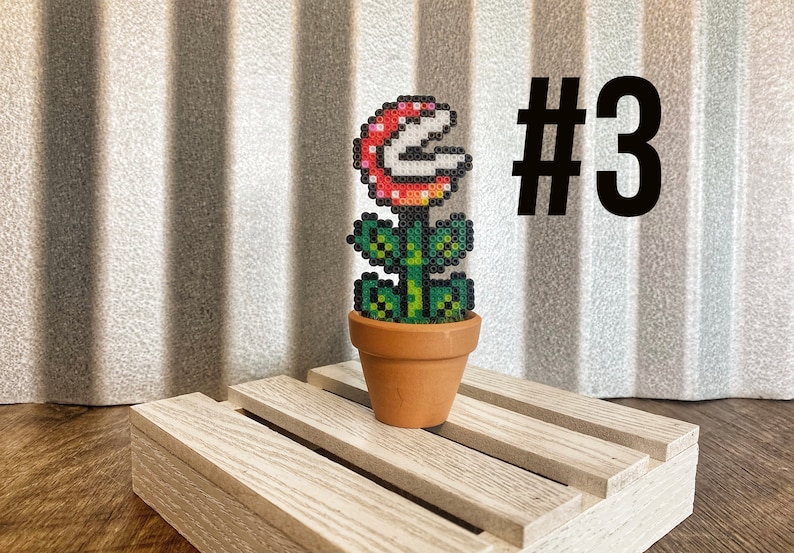 Potted Piranha Mario Plants Video game decor Desk Plant Game Room Decor Super Mario Plants Pixel Piranha Plant Mario Flower Plant 3