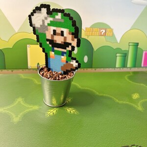 Large Luigi Warp Tube Plant | Video game decor | Desk Plant | Game Room Decor | Boys Birthday Gift | Pixel Plant | Mario Butt Plumber Gift