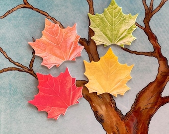 Thankful Tree Leaves - 100 Post It Notes in 4 colors - Thanksgiving DIY - Gratitude Craft