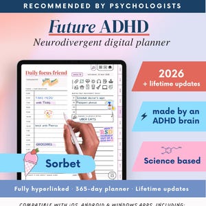 2026 ADHD Digital Planner (Sorbet): Habit and Self-Care Tracker (Goodnotes, iOS, Android)