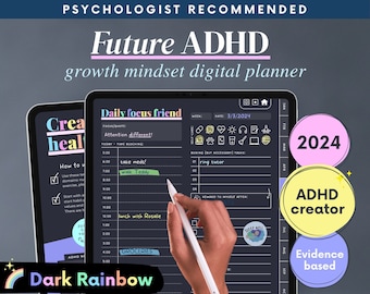 ADHD Digital Planner (made by an ADHDer) for iPad, Goodnotes + Android. Adult ADHD daily planner, self care & habit tracker. Science based