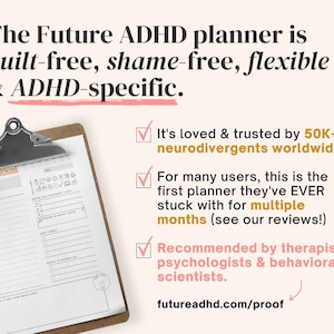 ADHD Planner made by an ADHDer PRINTABLE Adult ADHD Journal, organizer, daily planner, self care & growth mindset pages. Science based. afbeelding 3