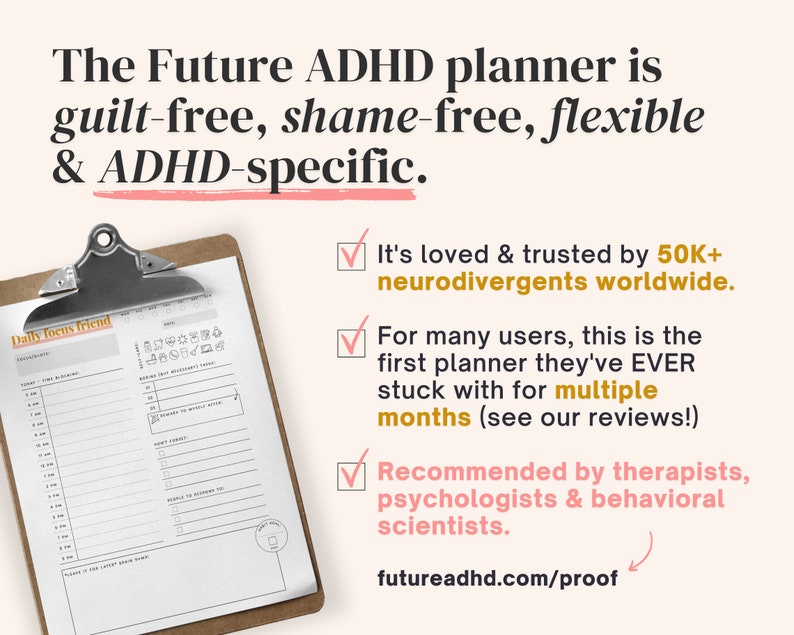 ADHD Planner made by an ADHDer PRINTABLE Adult ADHD Journal, organizer, daily planner, self care & growth mindset pages. Science based. afbeelding 3