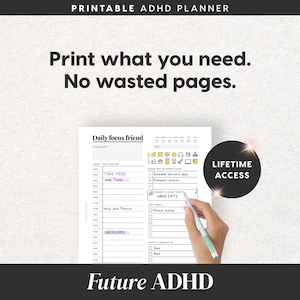 2026 ADHD Printable Planner (Monochrome) Black and White, Adult ADHD Journal (PDF)