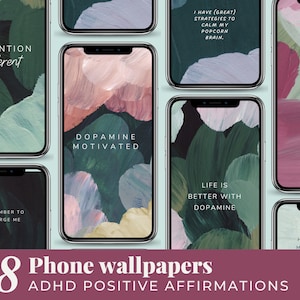 ADHD Phone Wallpapers für iOS oder Android Smartphones (von einem ADHDer),growth, Mindset Motivation & Self Care Reminders, 18 atemberaubende Designs