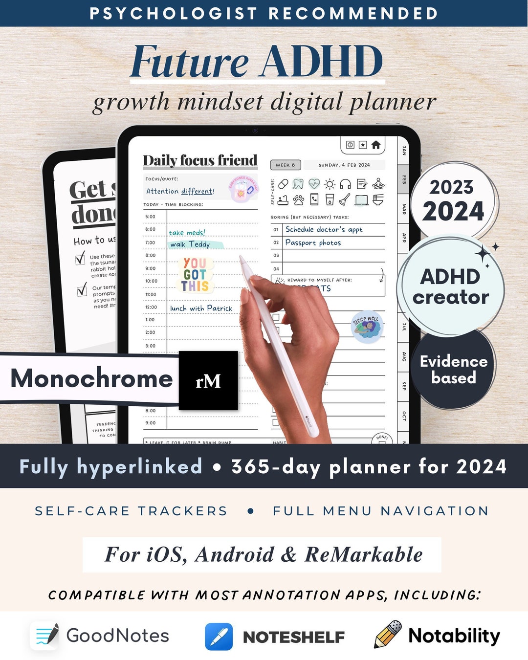 ADHD Digital Planner made by an ADHDer for iPad, Goodnotes, ReMarkable ...