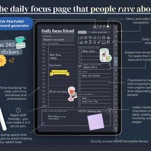 2026 ADHD Digital Planner (dark Mode) Habit and Self-care Tracker (ipad ...