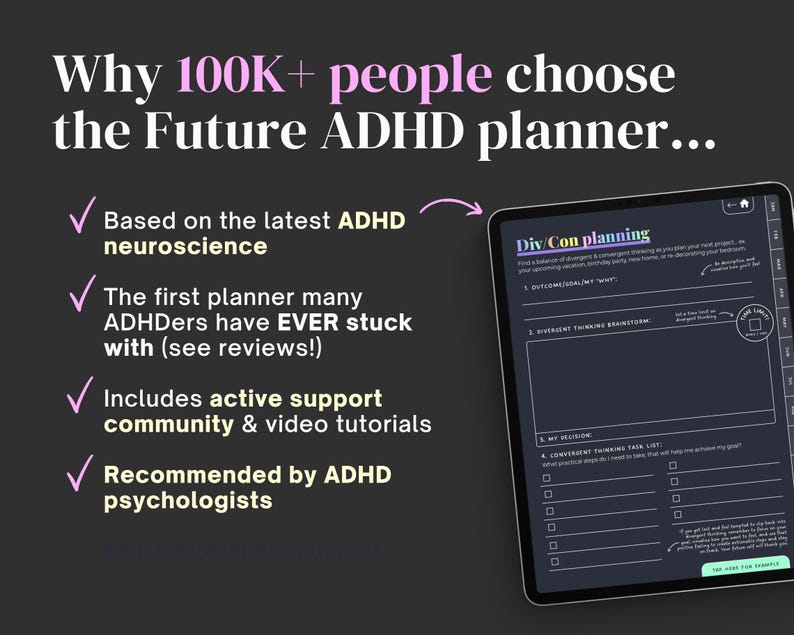 2026 ADHD Digital Planner (Dark Rainbow): Self-Care and Habit Tracker (iPad, Android) image 2