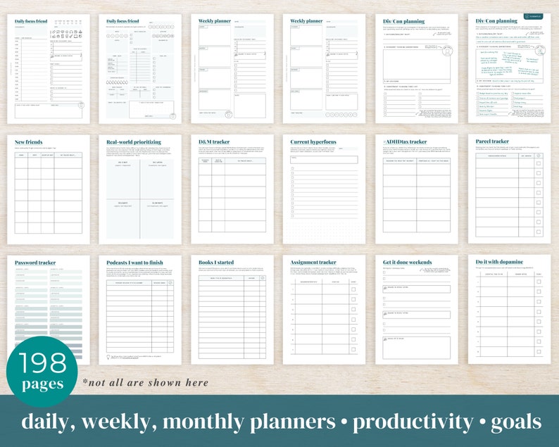 ADHD Planner made by an ADHDer PRINTABLE Adult ADHD workbook, organizer, daily planner, self care & growth mindset pages. Science based. immagine 5