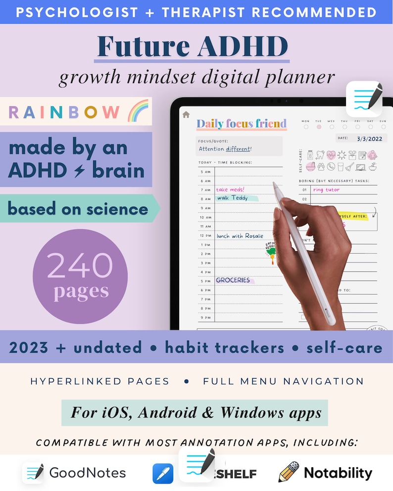 ADHD Digital Planner made by an ADHDer for iPad Goodnotes image 1