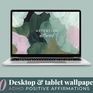 ADHD Wallpapers (by an ADHDer) for Desktop, Tablet or iPad, Growth Mindset Motivation, Self Care Reminders, 10 Beautiful Painted Designs