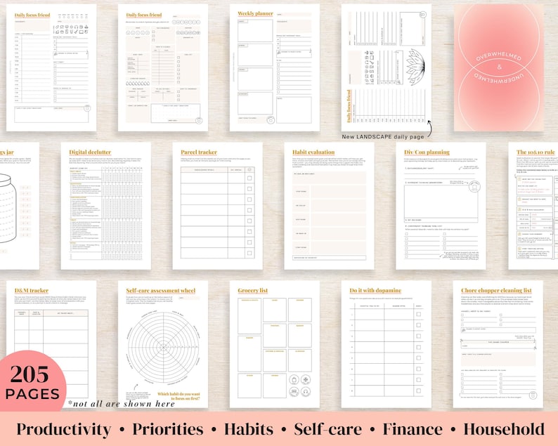 2026 ADHD Printable Planner (Sunset) Adult Daily Journal, Self-Care (PDF) image 5