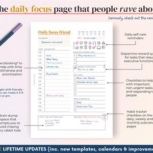 2026 ADHD Printable Planner (Sunset) Adult Daily Journal, Self-Care (PDF) image 7