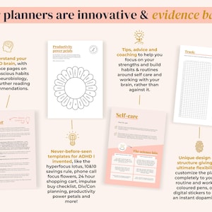 2026 ADHD Printable Planner (Sunset) Adult Daily Journal, Self-Care (PDF) image 8