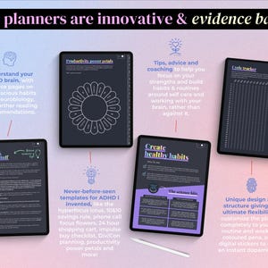 2026 ADHD Digital Planner (Dark Rainbow): Self-Care and Habit Tracker (iPad, Android) image 8