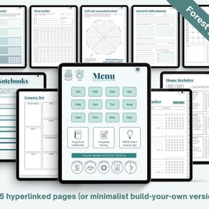 2026 ADHD Digital Planner (forest Green) Self-care and Habit Tracker ...