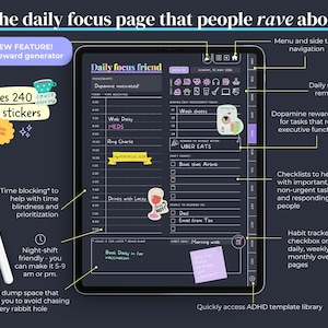 2026 ADHD Digital Planner (Dark Rainbow): Self-Care and Habit Tracker (iPad, Android) image 6