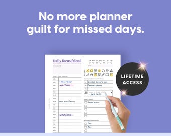 2026 ADHD Printable Planner (Lavender) Adult Workbook, Self-Care and Growth (PDF)