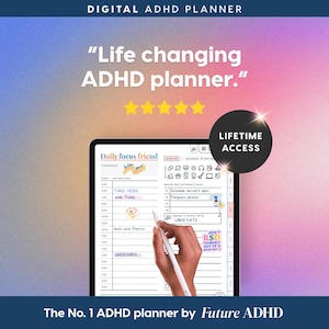 ADHD Digital Planner (Rainbow): Self-Care & Habit Tracker (Goodnotes/Android) (Digital Download)