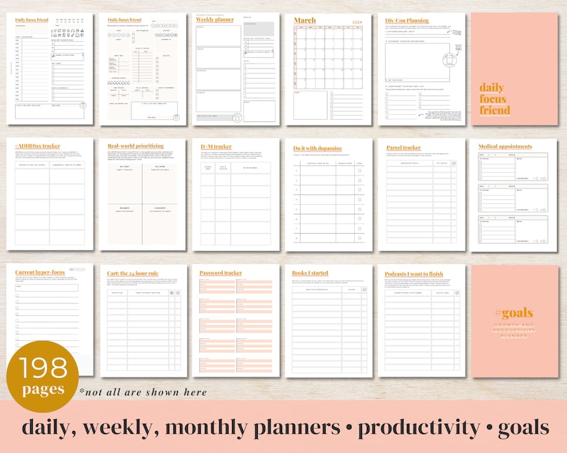 ADHD Planner made by an ADHDer PRINTABLE Adult ADHD Journal, organizer, daily planner, self care & growth mindset pages. Science based. afbeelding 5