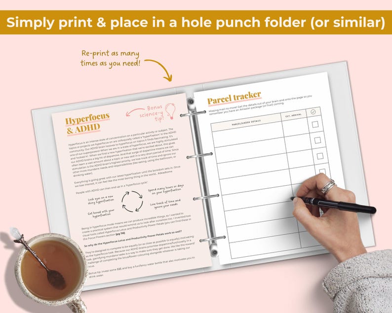 2026 ADHD Printable Planner (Sunset) Adult Daily Journal, Self-Care (PDF) image 3