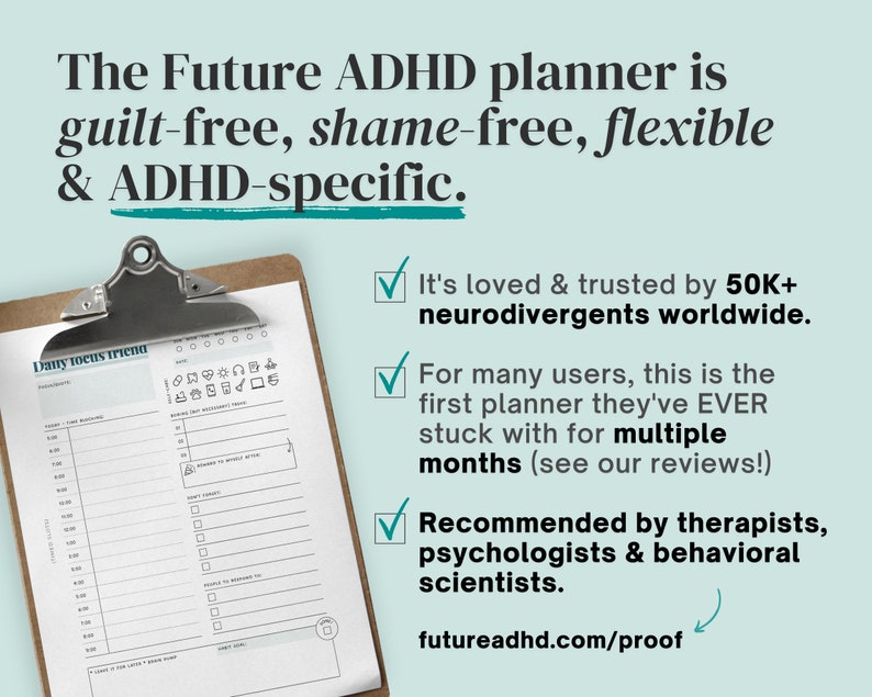 ADHD Planner made by an ADHDer PRINTABLE Adult ADHD workbook, organizer, daily planner, self care & growth mindset pages. Science based. immagine 2