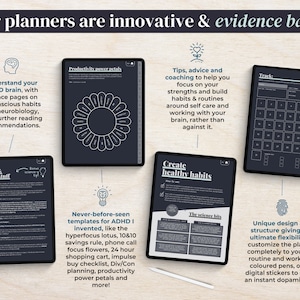 ADHD Digital Planner made by an ADHDer for iPad, Goodnotes Android. Adult ADD daily planner, self care & habit tracker. Science based zdjęcie 9