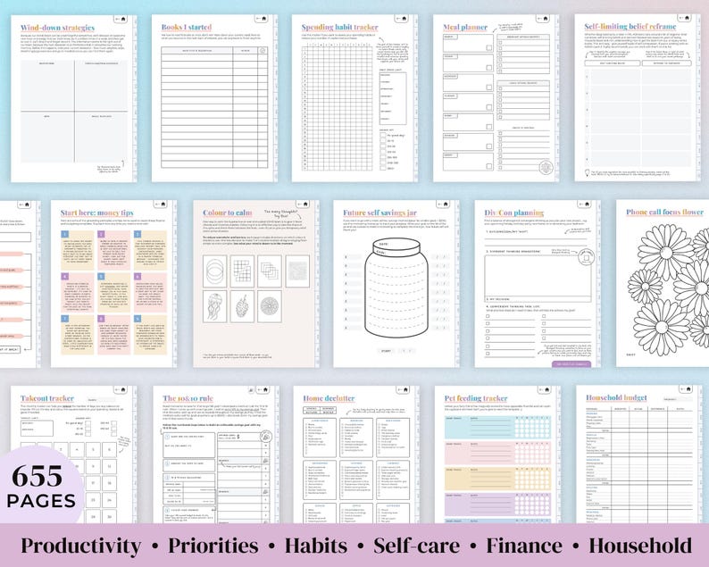 2026 ADHD Digital Planner (Rainbow): Self-Care and Habit Tracker (Goodnotes/Android) (Digital Download) image 7