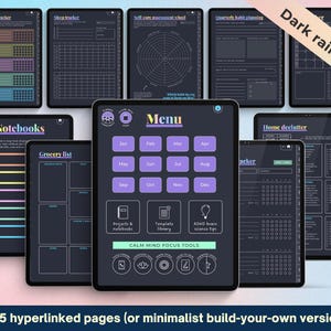 2026 ADHD Digital Planner (Dark Rainbow): Self-Care and Habit Tracker (iPad, Android) image 5
