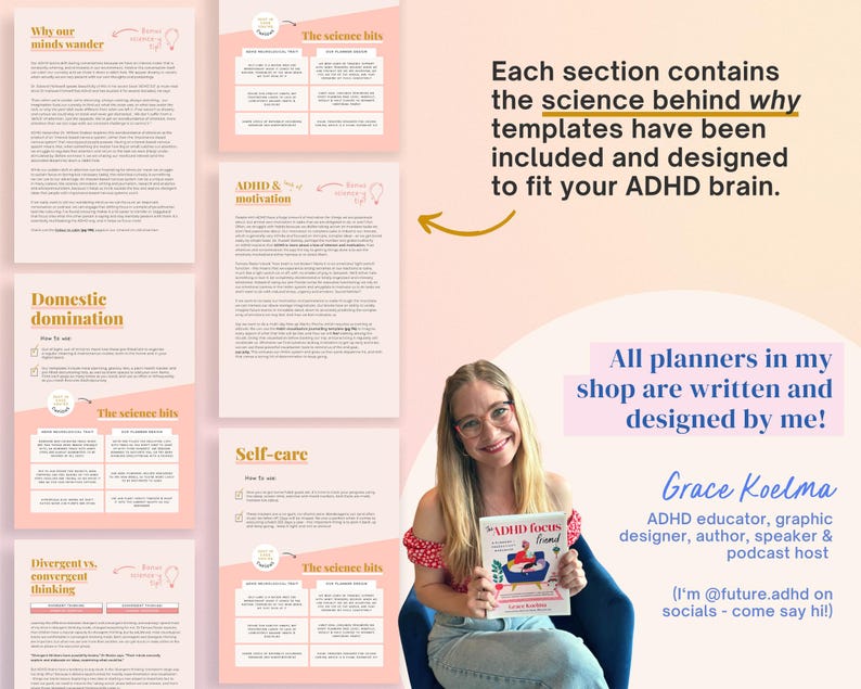 2026 ADHD Printable Planner (Sunset) Adult Daily Journal, Self-Care (PDF) image 9