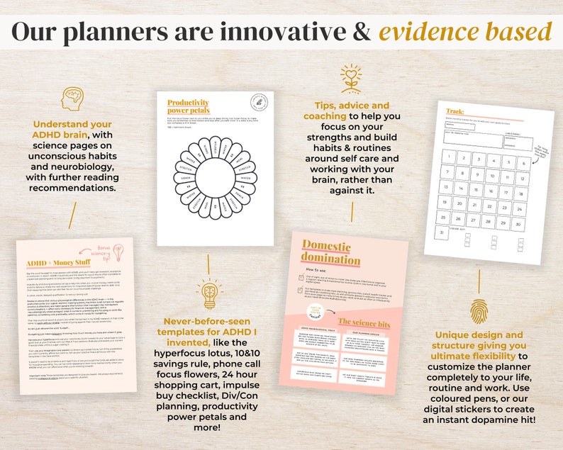 ADHD Planner made by an ADHDer PRINTABLE Adult ADHD Journal, organizer, daily planner, self care & growth mindset pages. Science based. afbeelding 10