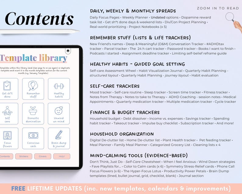 2026 ADHD Digital Planner (Rainbow): Self-Care and Habit Tracker (Goodnotes/Android) (Digital Download) image 10