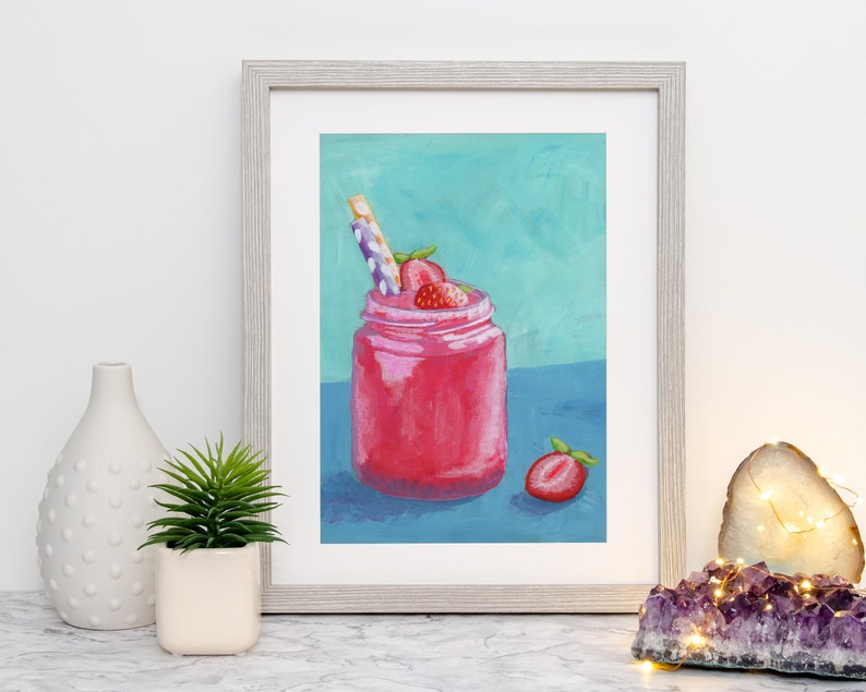 Drink Art, Fine Art Print, Strawberry Smoothie, Healthy Art, Mas Drink Art, Fine Art Print, Strawberry Smoothie, Healthy Art, Mas